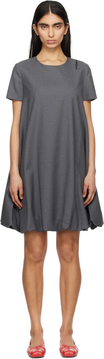 Marni Gray Wool Minidress In Grey