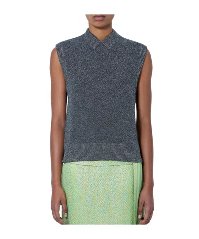 Marni Gray Wool Vest With Lurex Detailing