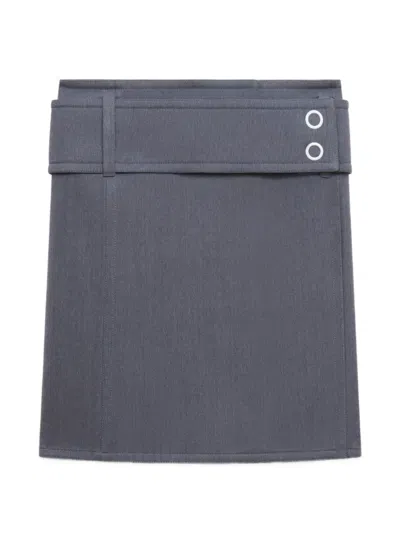 Marni Gray Wool Wrap Skirt With Wide Belt
