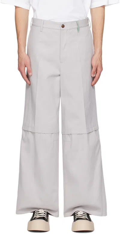 Marni Gray Workwear Trousers In 00n15 Sodium