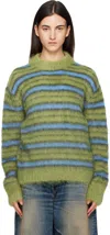 Marni Green & Blue Striped Mohair Sweater