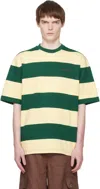 Marni Green And Yellow Maxi-stripe Cotton T-shirt In Multi