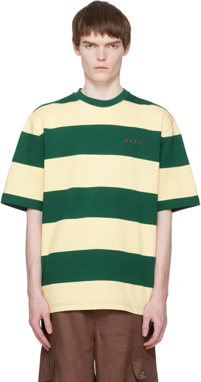 MARNI GREEN & YELLOW MAXI-STRIPE COTTON T-SHIRT