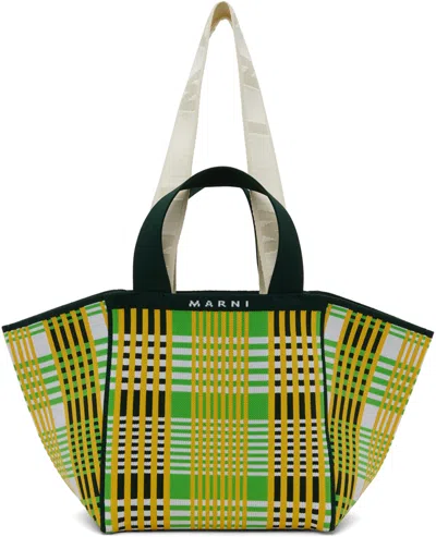 Marni Green & Yellow Small Shopping Tote