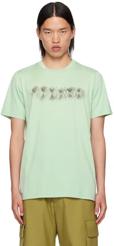 Marni Green Argyle T-shirt In Mav19 Mrv19