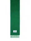 Marni Logo Patch Fringed Scarf In Green