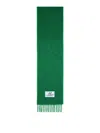Marni Logo Patch Fringed Scarf In Green