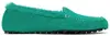 Marni Green Calf-hair Moc Loafers In 00v62 Sea Green