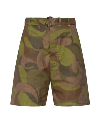 Marni Green Cotton Bermuda In Brown