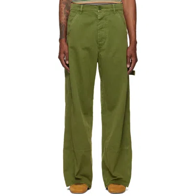 Marni Embroidered Carpenter Trousers In Green