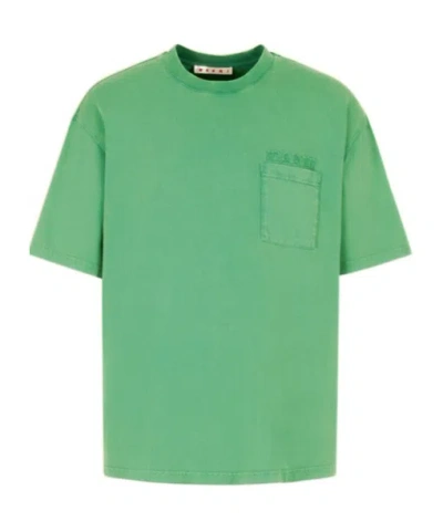 Marni Green Cotton T-shirt With  Patches