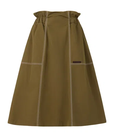 Marni Womens 00v56 Flared Paperbag-waist Woven Midi Skirt In Green