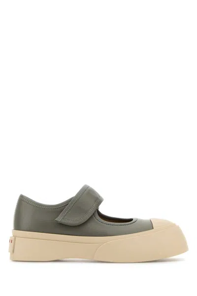 MARNI GREEN LEATHER SNEAKERS