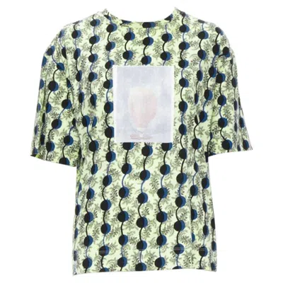 Pre-owned Marni Green Paisley Blue Geometric Photo Print Short Sleeve Boxy Tshirt It36 Xs