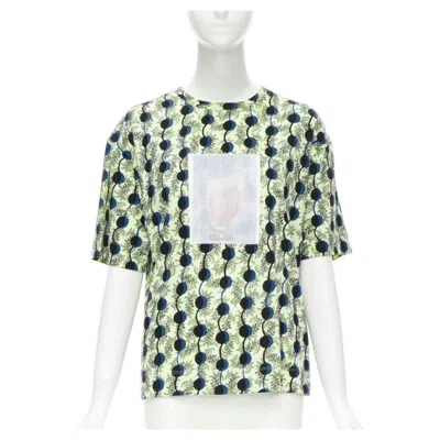 Pre-owned Marni Green Paisley Blue Geometric Photo Print Short Sleeve Boxy Tshirt It36 Xs