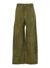 Marni Green Pants With Wide Leg And Logo Patch On The Rear