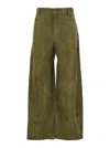 Marni Green Pants With Wide Leg And Logo Patch On The Rear