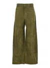 Marni Green Pants With Wide Leg And Logo Patch On The Rear