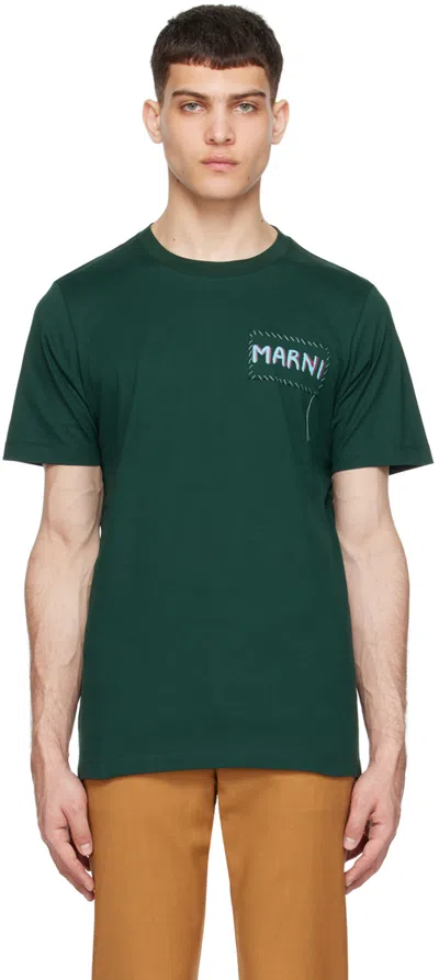 Marni Green Patch T-shirt In 00v89 Sphericalgreen