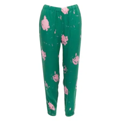 Pre-owned Marni Green Pink Splatter Tie Dye Print Elasticated Casual Pants It38 Xs