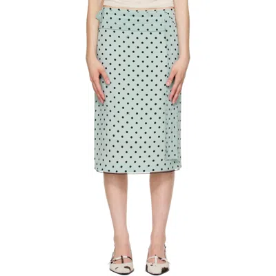 Marni Green Polka Dot Skirt In Animal Print