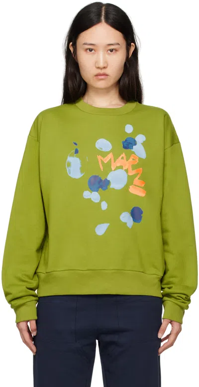 Marni Green Printed Sweatshirt In Dfv40 Kiwi