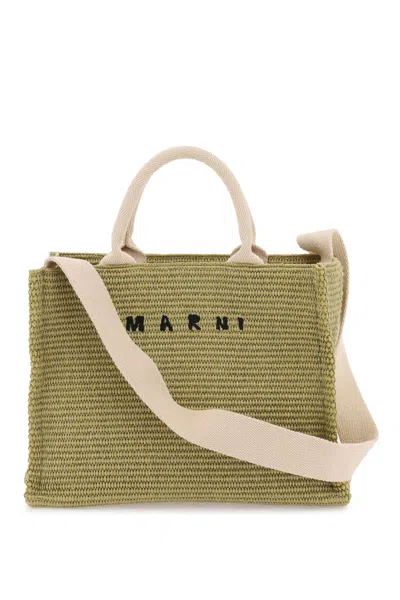 Marni Green Raffia Tote Handbag For Men