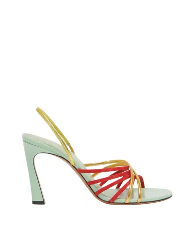 Marni Green Red And Gold Suede And Metallic Leather New Wave Sandal In Z0938 Green/red/gold