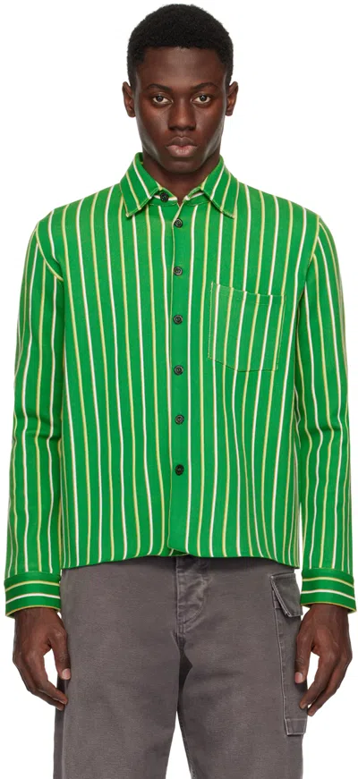 Marni Green Striped Shirt In Sea Green