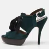 Marni Green Suede Peep Toe Slingback Sandals In Green