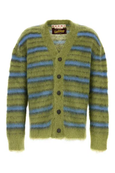 MARNI GREEN V-NECK CARDIGAN