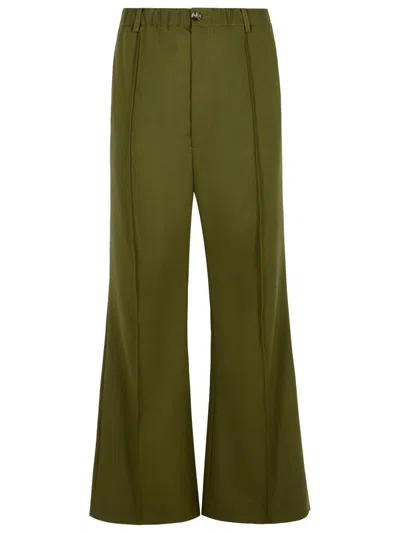 MARNI MARNI GREEN VIRGIN WOOL PANTS WITH STITCHED PLEATS
