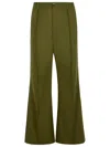 Marni Wide-leg Wool Pants Pleats In Green