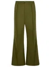 Marni Wide-leg Wool Pants Pleats In Green