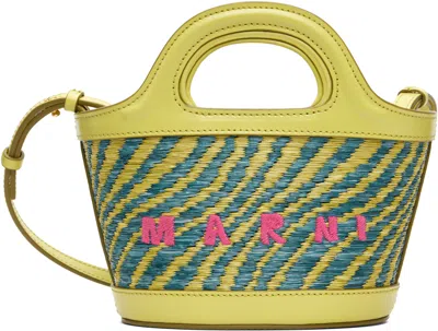 Marni Green Wavy Raffia-effect Tropicalia Micro Tote