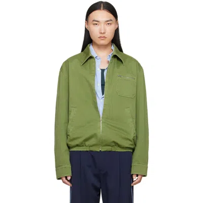 Marni Green Cotton Jacket With Zip Pocket