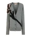 Marni Grey Alpaca Wool Cardigan With Flower Patch In Gray