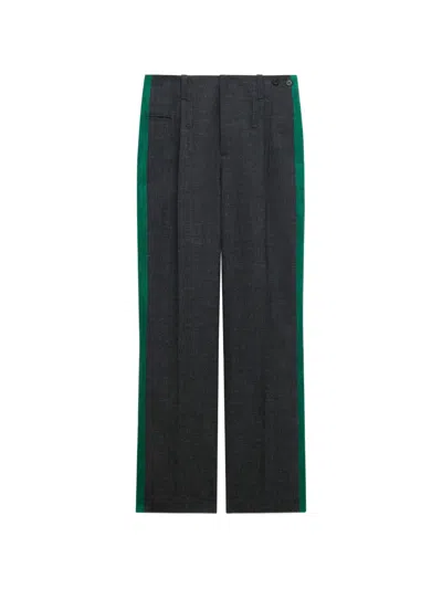 Marni Grey British Wool Trousers With Side Stripes In Gray