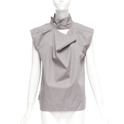 Pre-owned Marni Grey Cotton Drape Cut Out Collar Utility Collar Boxy Top It36 Xs In Gray