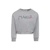 Marni Grey Crop Sweatshirt For Girl With Logo In Grey