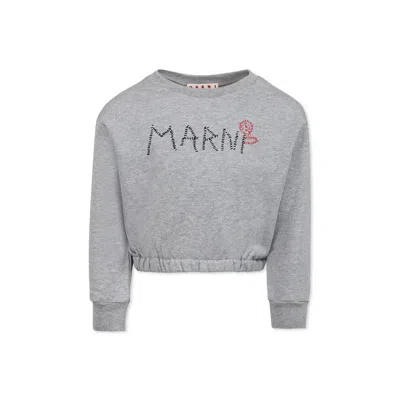 MARNI GREY CROP SWEATSHIRT FOR GIRL WITH LOGO