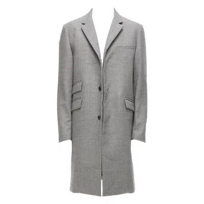 Pre-owned Marni Grey Houndstooth Wool Blend Invisible Placket Longline Coat It48 M In Gray