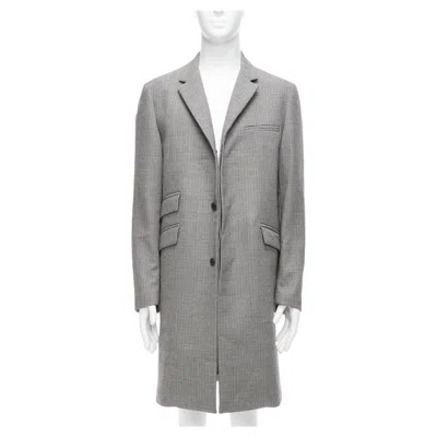Pre-owned Marni Grey Houndstooth Wool Blend Invisible Placket Longline Coat It48 M In Gray