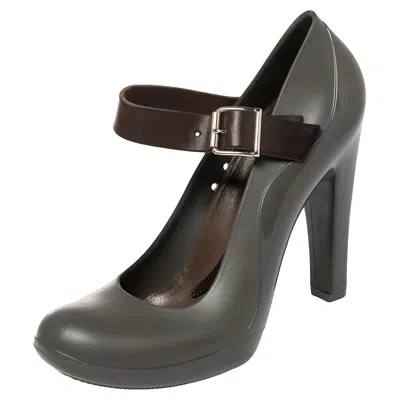 Marni Grey Jelly And Leather Mary Jane Pumps In Gray