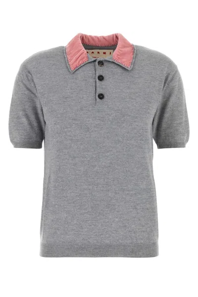 Marni Grey Jersey Polo Shirt In Gray