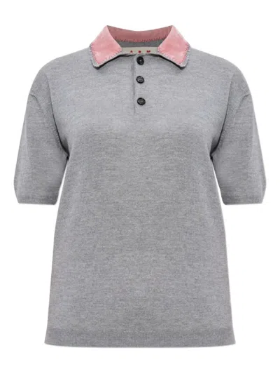 Marni Grey Jersey Polo Top
