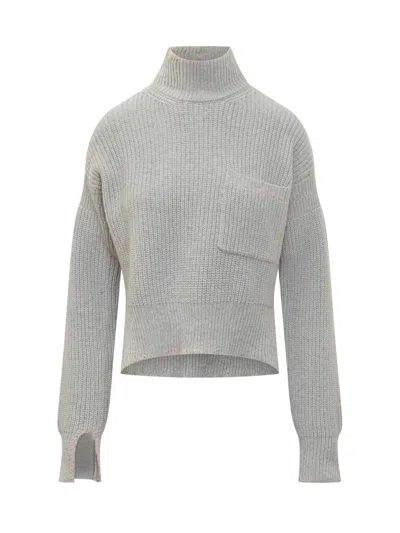 Marni Grey Knitted Turtle Neck Sweater In Gray