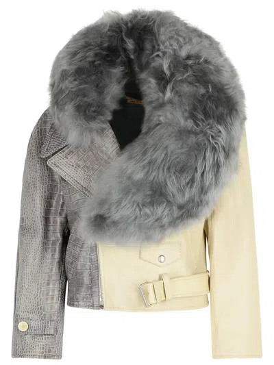 MARNI MARNI GREY LEATHER JACKET