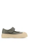 Marni Gray Calfskin Low-top Sneakers With Hook-and-loop Closure