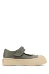 Marni Gray Calfskin Low-top Sneakers With Hook-and-loop Closure In Neutralgrey